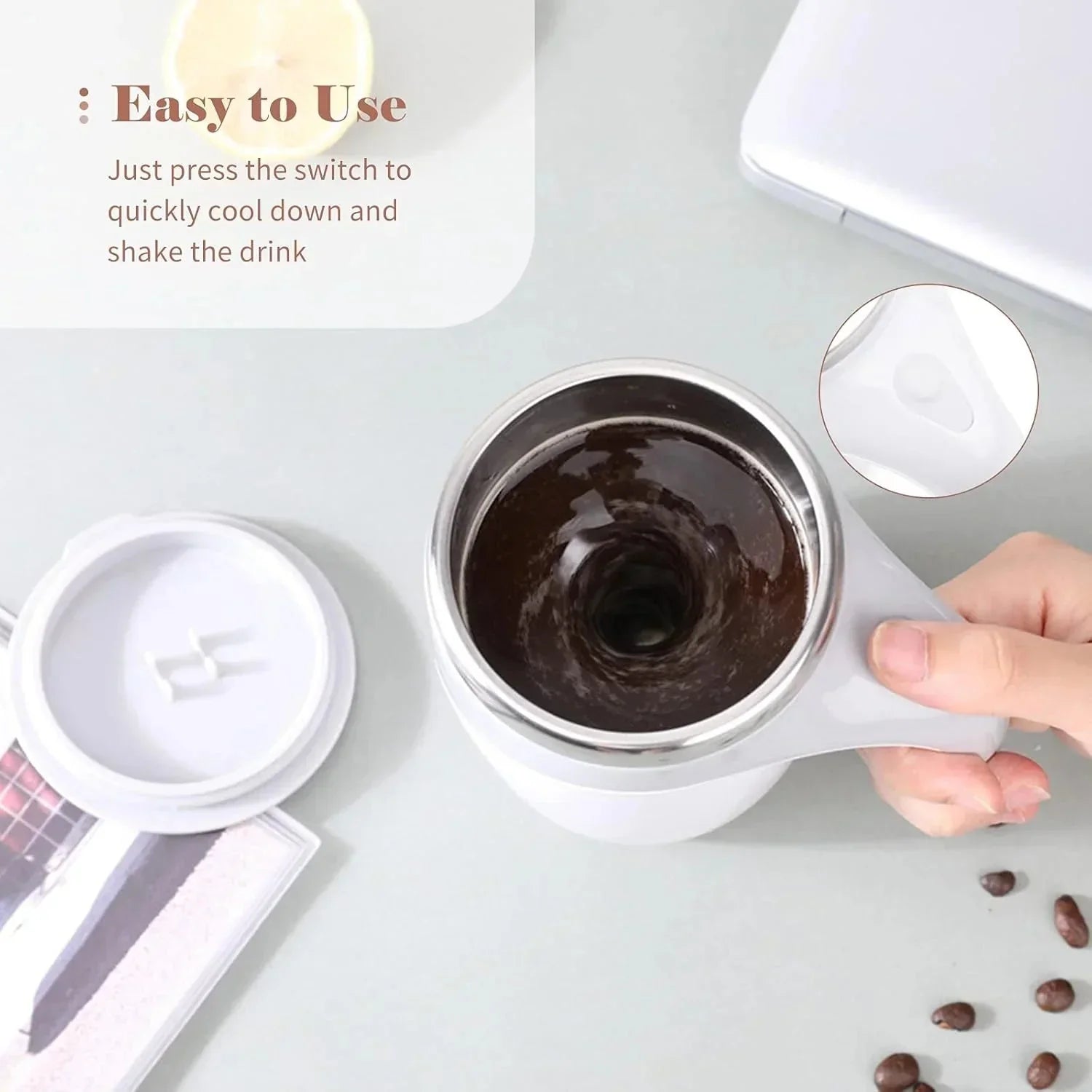 380mL Self Stirring Mug with Lid